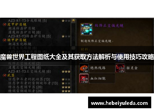 魔兽世界工程图纸大全及其获取方法解析与使用技巧攻略